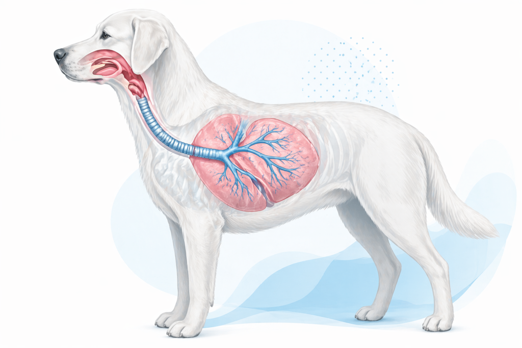 A professional 3D medical illustration of a dog