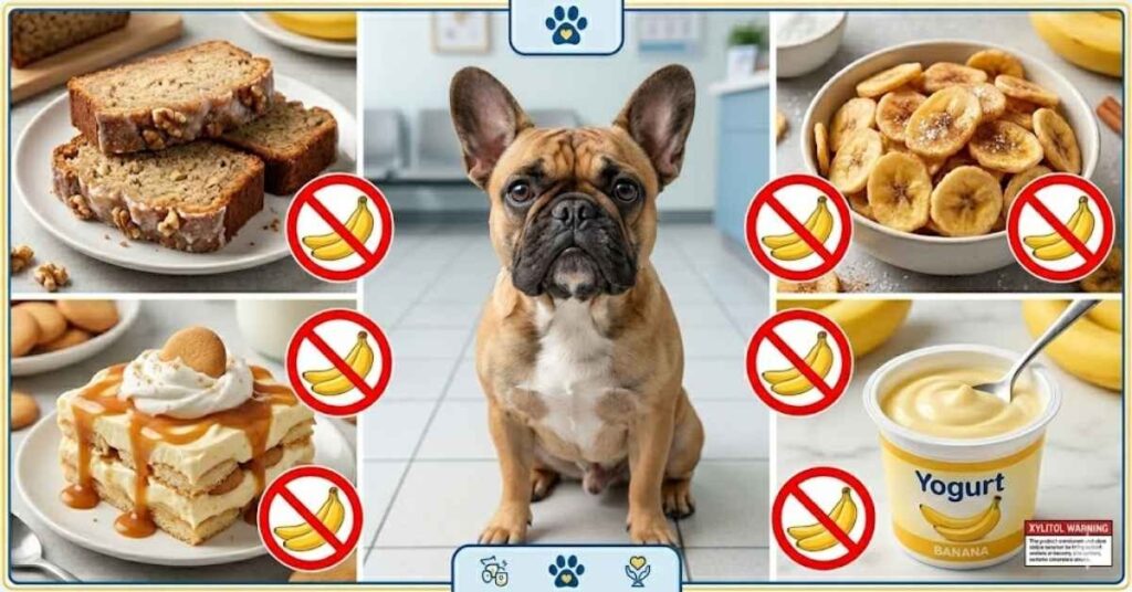 Can Dogs Eat Bananas? Benefits, Risks & Safe Serving Guide (2026) Dangerous banana-based foods for dogs including banana bread, chips, and pudding.